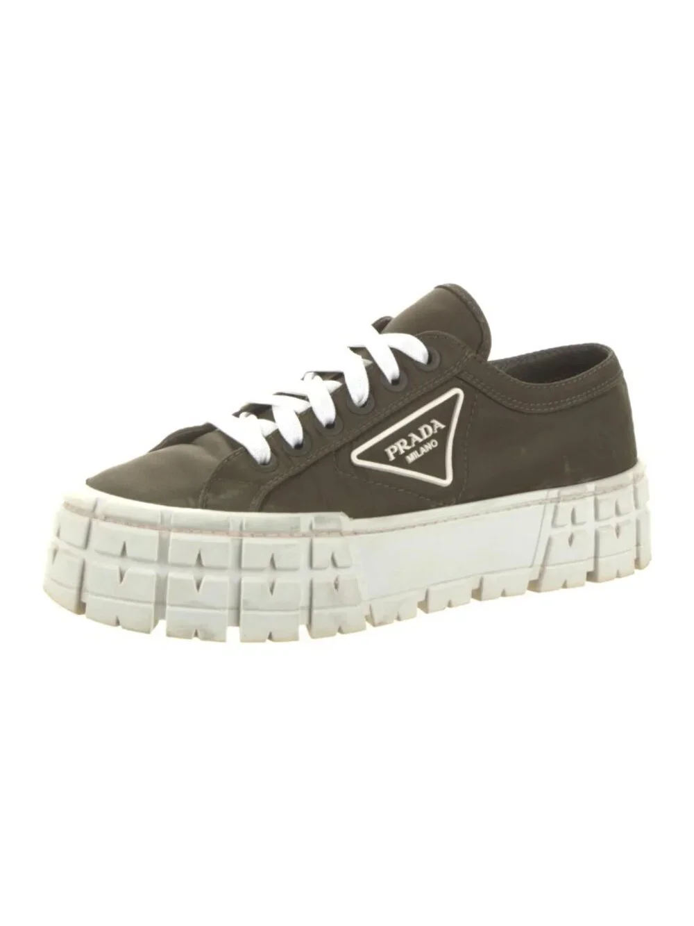 PRADA Re-Nylon Double Wheel Green Chunky Platform Sneakers Size 38.5